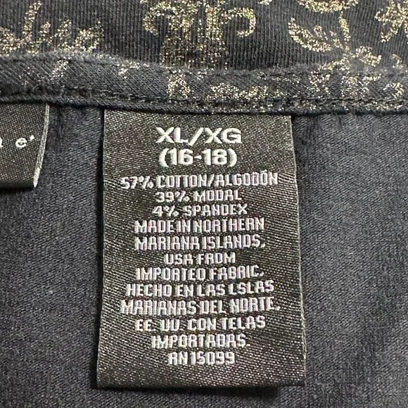 Apostrophe Stretch Tank Top XL Black & Gold Floral Pattern Classic Goth Career - Picture 4 of 8